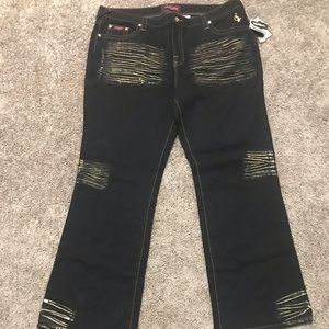 Baby phat gold and denim stretch jeans